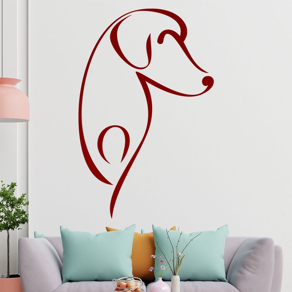 Hund Linien - Hunde Wandtattoo in 6 Größen - Wandaufkleber Wall Sticker - Dekoration, Küche, Wohnzimmer, Schlafzimmer, Badezimmer