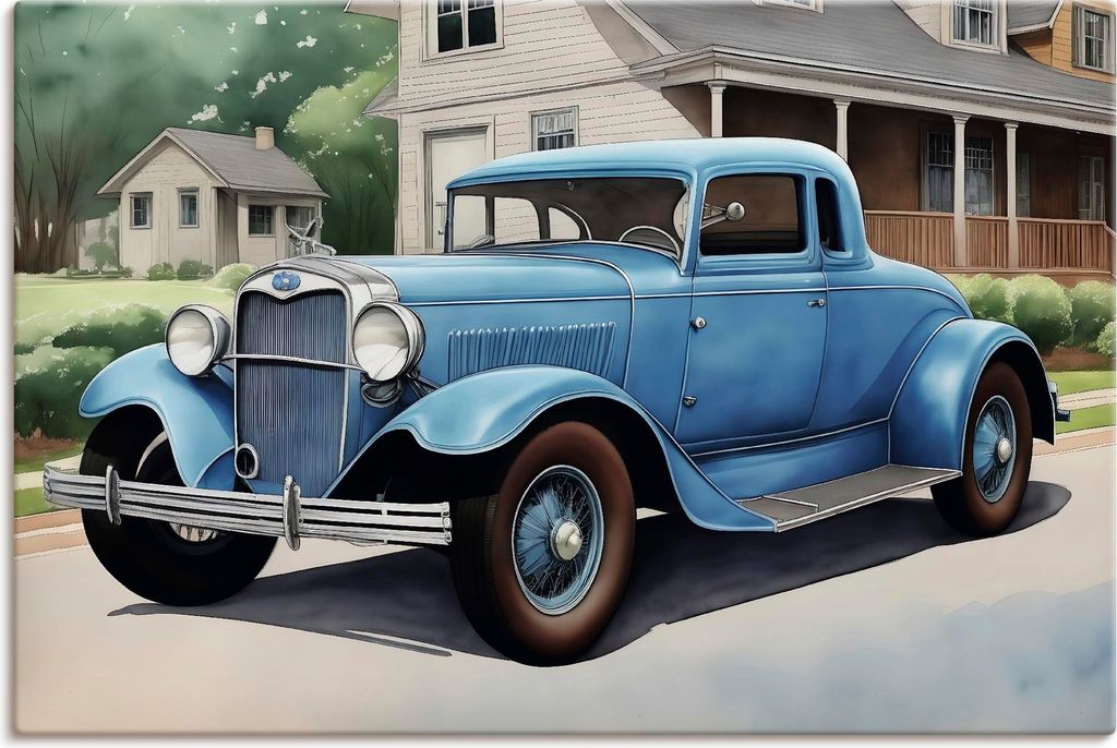 ARTland Leinwandbild Blauer Oldtimer der 1930er Jahre Größe: 30x20 cm