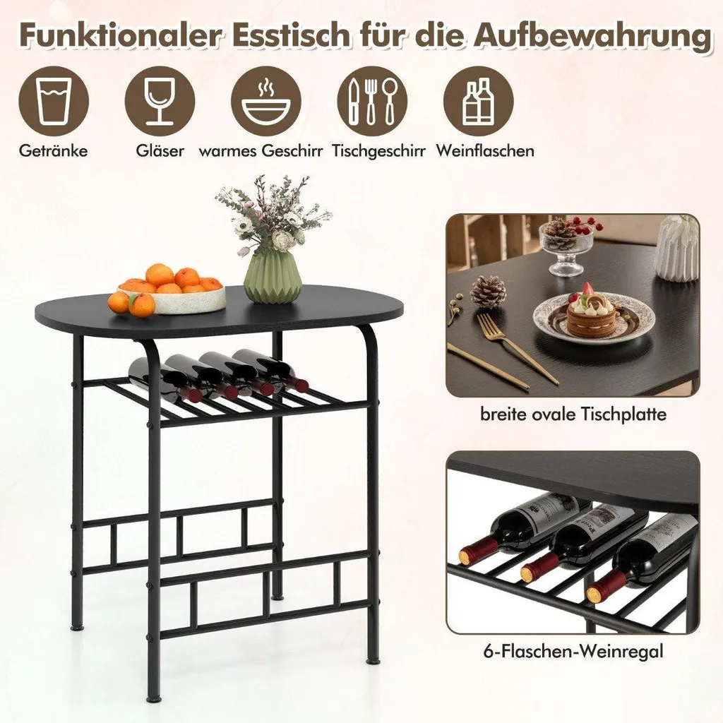 Table à manger avec 2 chaises pour studio et petite cuisine, design noir