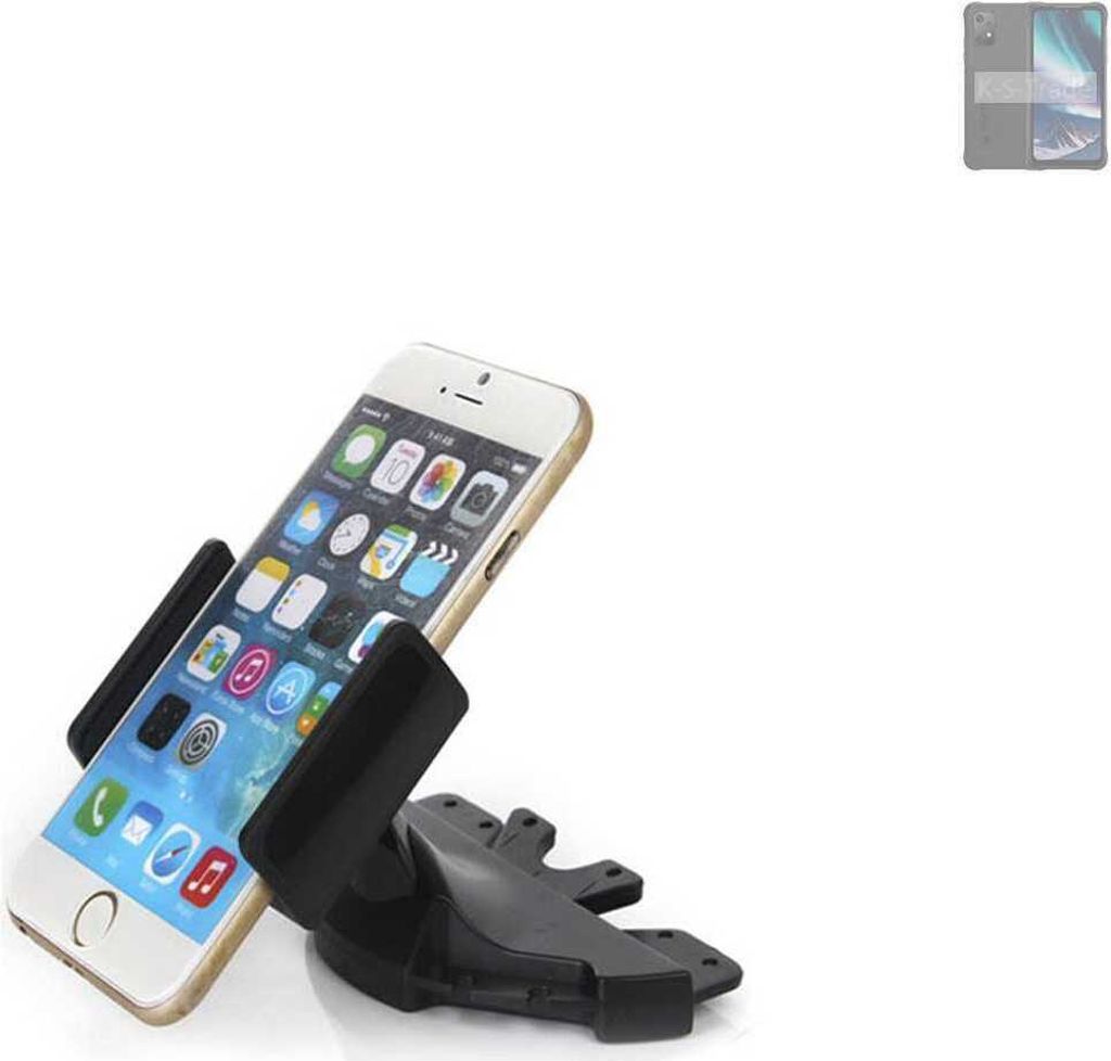 K-S-Trade CD Schlitz Halterung kompatibel mit UMIDIGI Bison X20 Autohalterung KFZ-Halter Radio Handy Halterung 360° drehbar schwarz