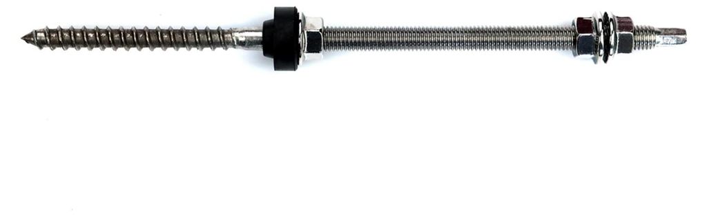Sunex Stockschraube M10 x 250mm EPDM-Dichtung 3x Mutter mit Doppelgewinde Edelstahl Solar Befestigung Vormontiert Hšhenverstellbar Dachbefestigung...