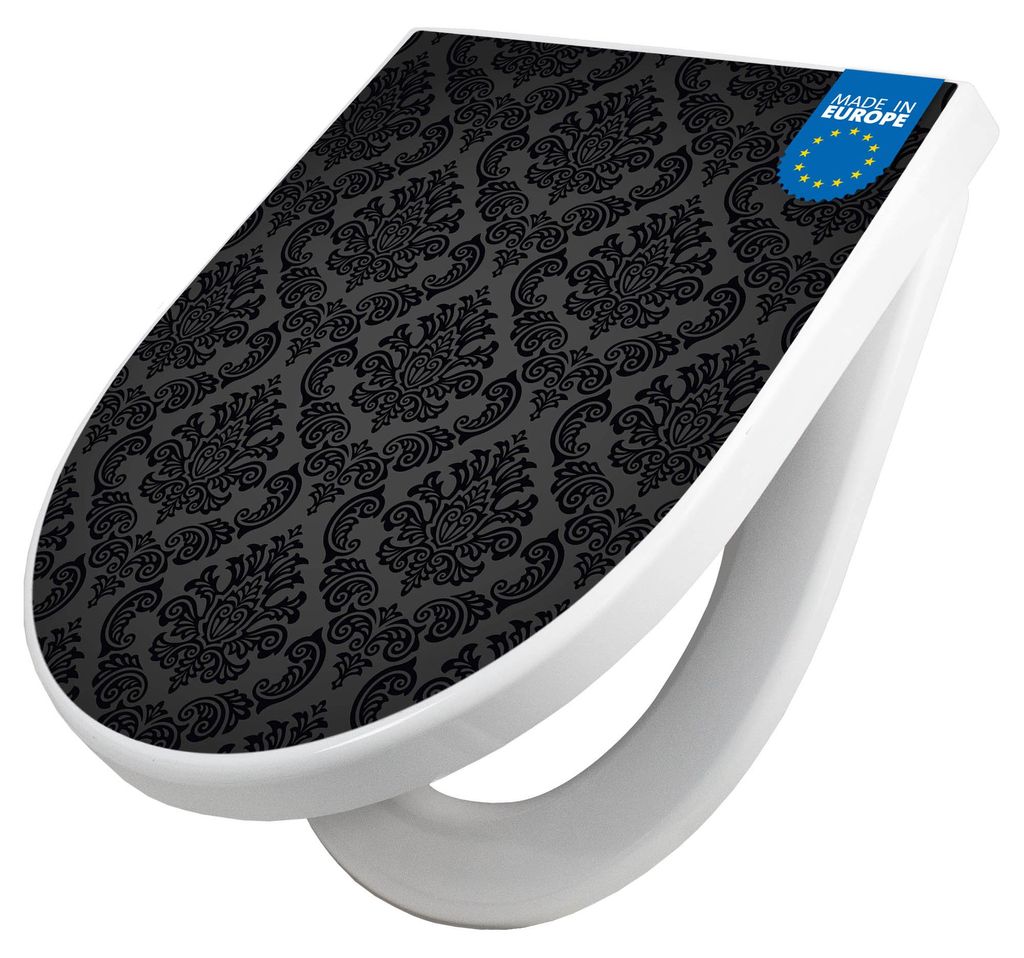 WC Sitz mit Absenkautomatik D Form Motiv Black Deluxe [TDW3 Produktbild 