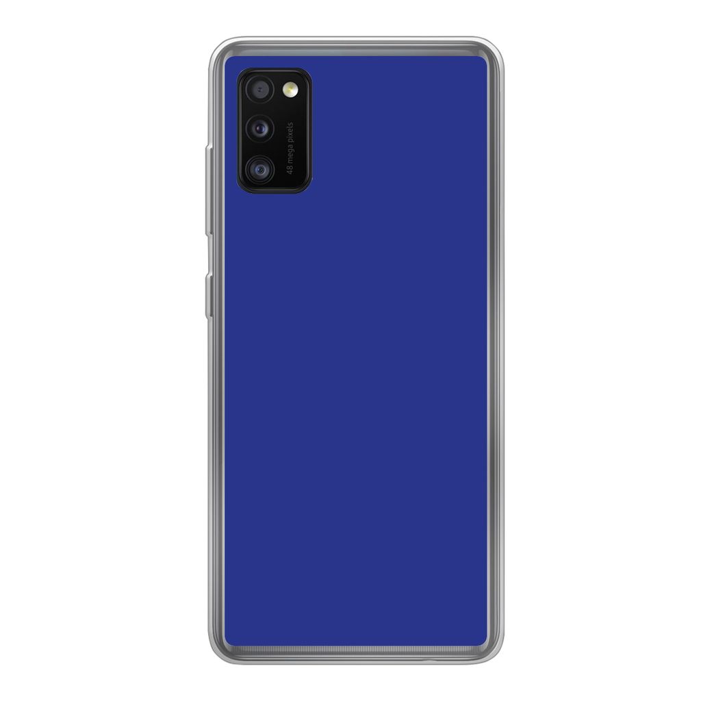 MuchoWow Handyhülle Schutzhülle Hülle für Samsung Galaxy A41 Blau - Einfarbig - Dunkelblau Silikon Softcase Handy Hülle - Mobiltelefon