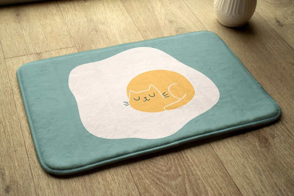 Badteppich Saugfähige - Badezimmer Teppich - Rutschfester Badvorleger Badematte - 90x60 cm - Katze Tiere