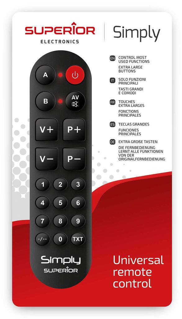 Superior Electronics Simply télécommande TV Appuyez sur les Image du produit 