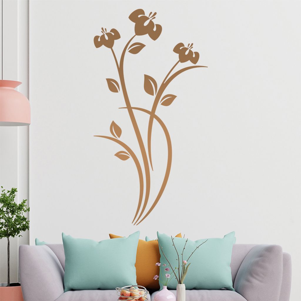 Blüten - Blätter - Pflanze Wandtattoo in 6 Größen - Wandaufkleber Wall Sticker - Dekoration, Küche, Wohnzimmer, Schlafzimmer, Badezimmer