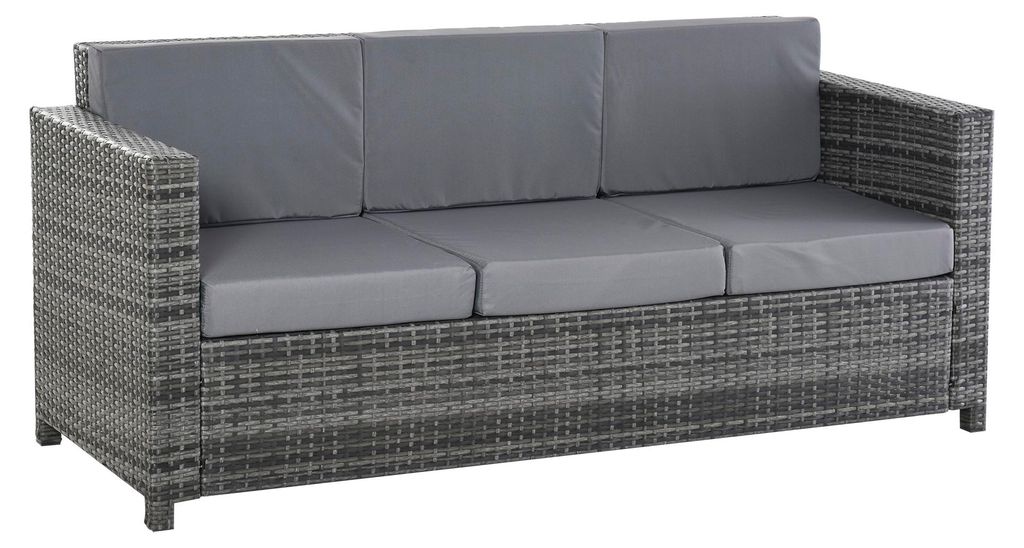 Divano in polyrattan con cuscini Divano da giardino a 3 Immagine del prodotto 