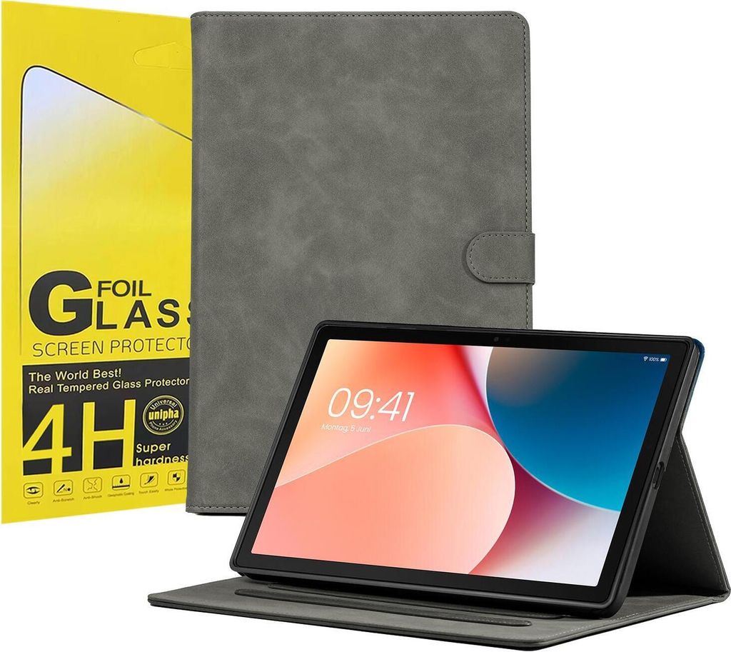 LBH Tablet Schutzhülle + 2x 4H Displayfolie für Samsung Galaxy Tab A8 10.5 Zoll Cover Case Schutz Tablet Farbe: Grau