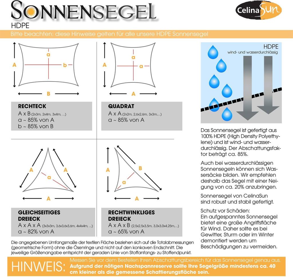 Sonnensegel HDPE Dreieck 5x5x5 hellgrau High Density Produktbild 5