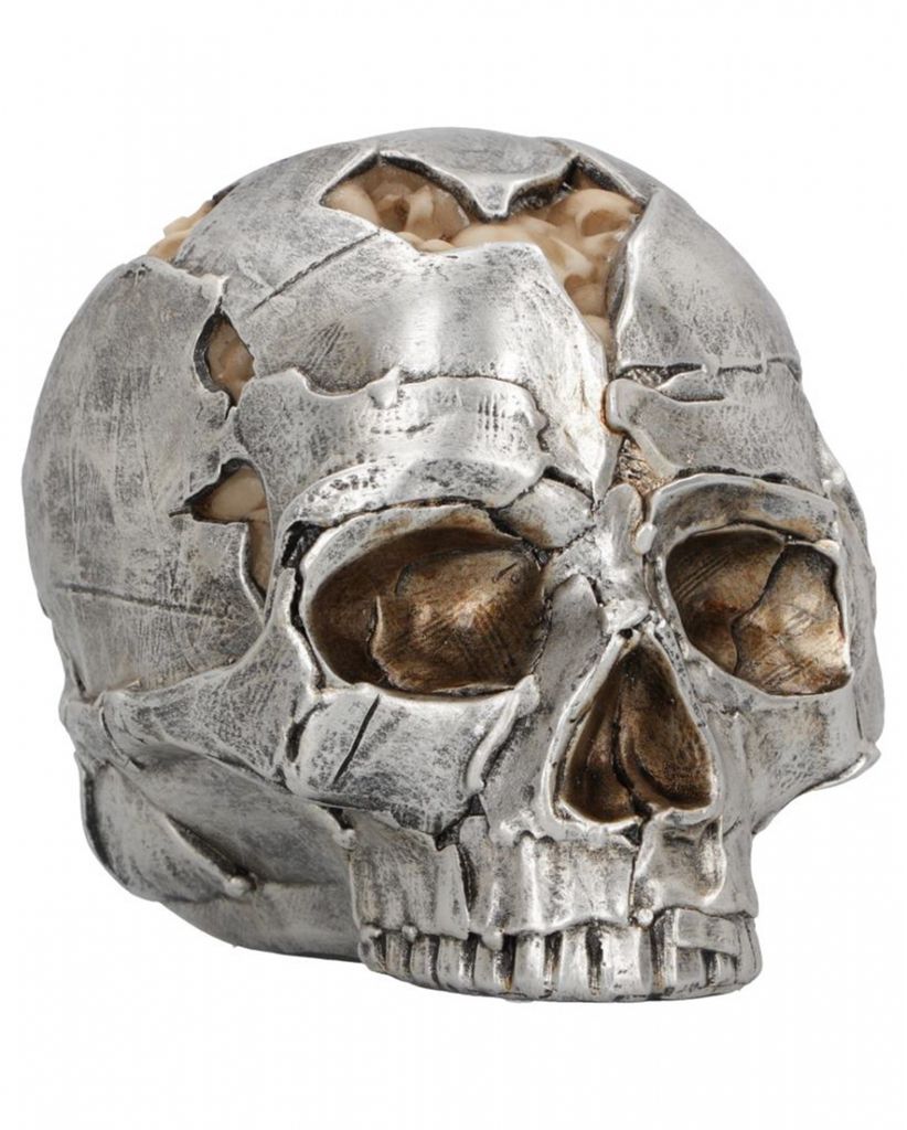Silberfarbener Fracture Totenkopf 16cm