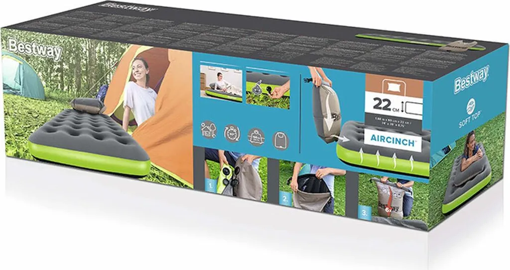 Matelas gonflable sans pompe électrique - Bestway Roll & Relax Junior
