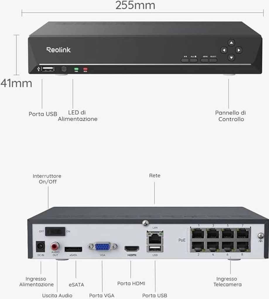 Reolink RP-PN8-NHD, 8 kan., 3840 x 2160 px, 12 kan., Zdjęcie produktu 
