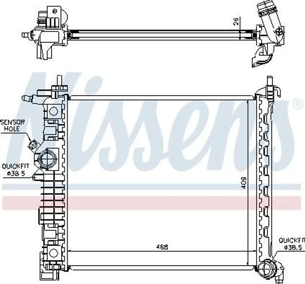 Radiateur de refroidissement moteur pour Opel Meriva A - OE 1300309