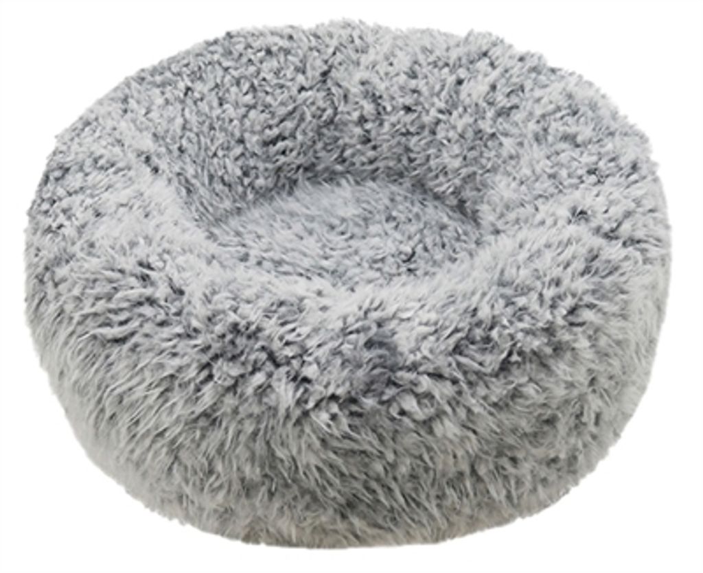 Rosenholz Hundekorb Silber Fluff Grau