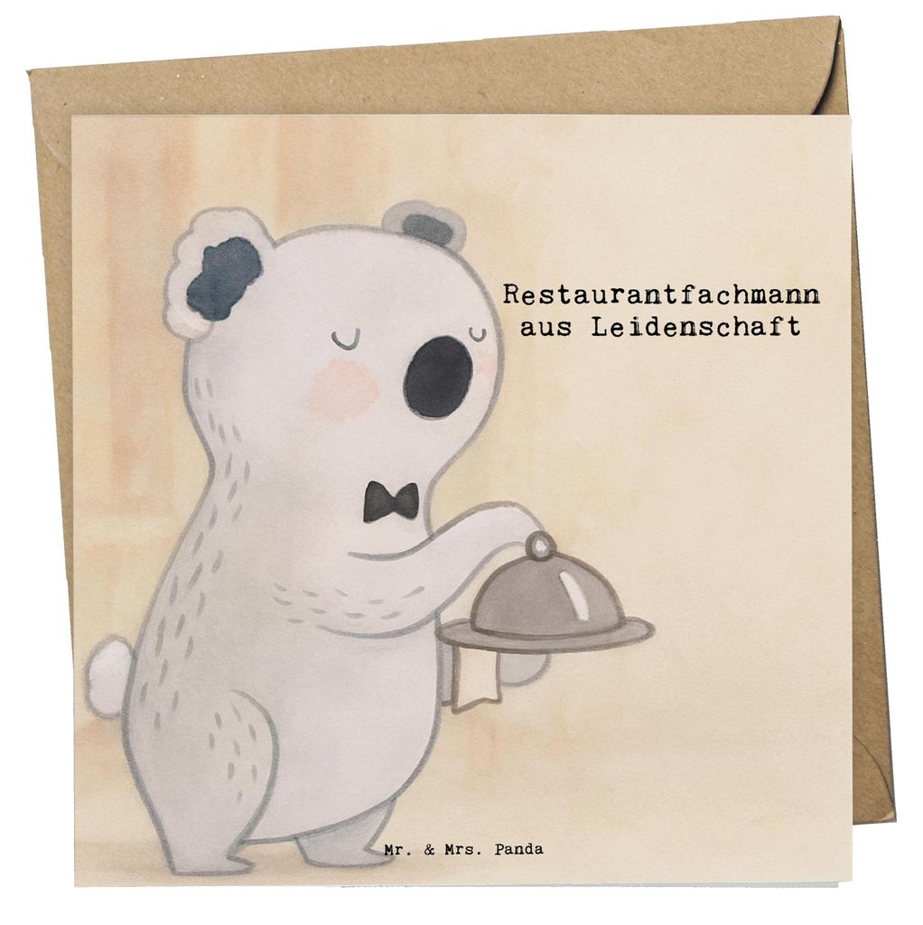 Mr. & Mrs. Panda Glückwunschkarte Restaurantfachmann Leidenschaft Design - Weiß - Geschenk, doppelkarte, Grußkarte, anlasskarte, Klappkarte, fal...
