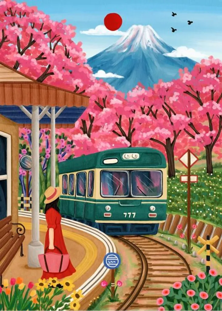Puzzle adulte Fuji Blossoms 500 pièces : relaxez-vous loin des écrans !