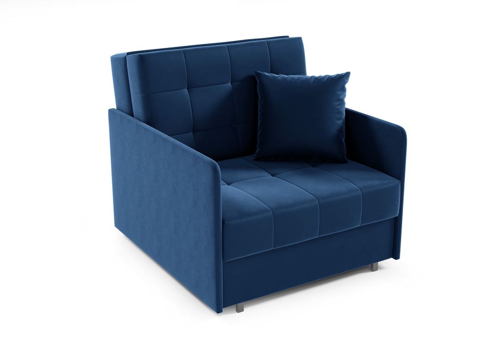 Sofasessel YORK I mit Steppung, 1-Sitzer Schlafsofa, Jugendsofa mit Schlaffunktion, ausziehbare Couch, mit Bettkasten, inkl. Kissen, Kronos 09