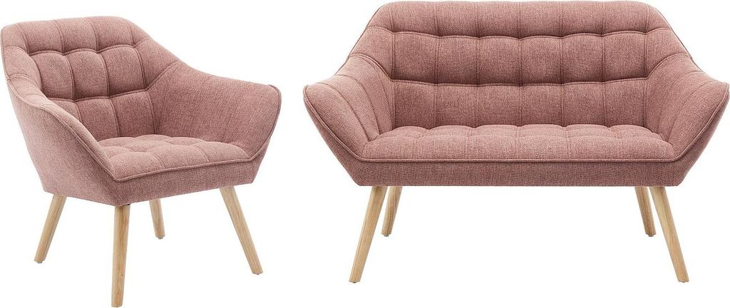 Sofa 2-Sitzer & Sessel - melierter Stoff - Rosa - CASERTA Produktbild 
