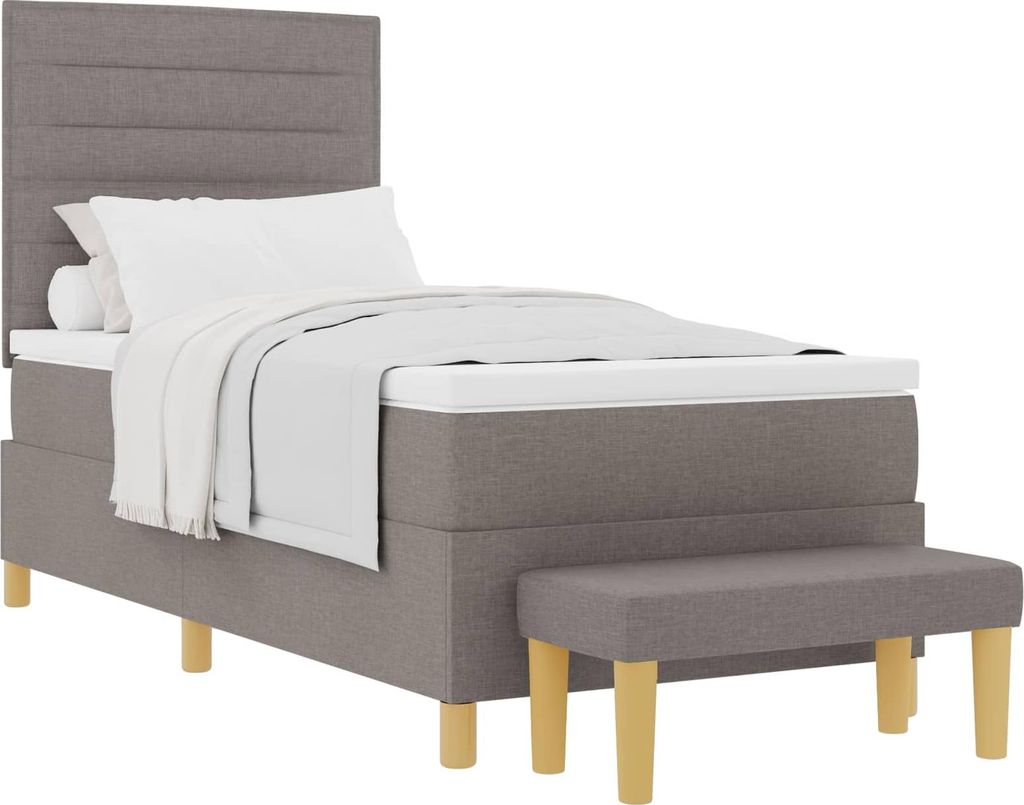 vidaXL Boxspringbett mit Matratze Taupe 100 x 200 cm Stoff
