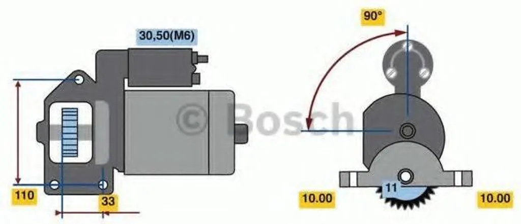 Démarreur de Voiture pour Ford Bosch 0986022850 : Pièce Auto Neuve