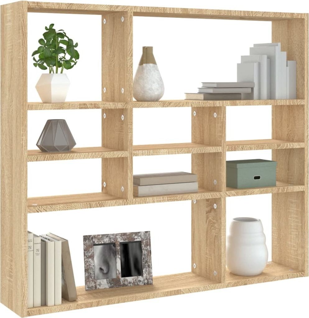 "Winter Sale" Wandregale - Braun Wandregal Sonoma-Eiche 90x16x78cm Holzwerkstoff DE4186940