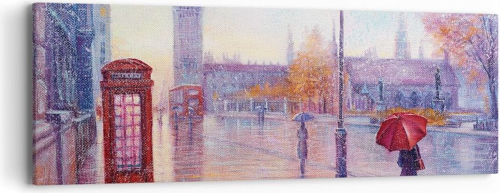 Bild auf Leinwand - Leinwandbild - Einteilig - Groß Ben Regenschirm - 90x30cm - Wand Bild - Wanddeko - Wandbilder - Leinwanddruck - Bilder - Wandd...