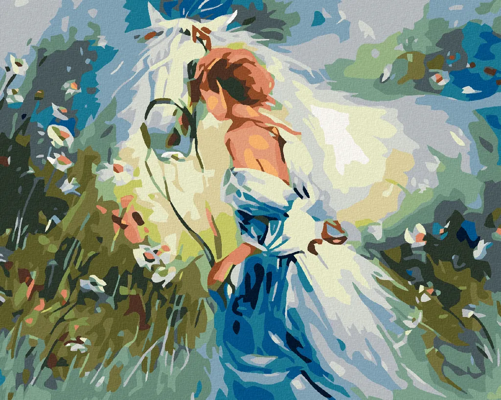Quadro Fai-da-te Zuty Ragazza Cavallo Bianco 40x50cm Diamond Painting