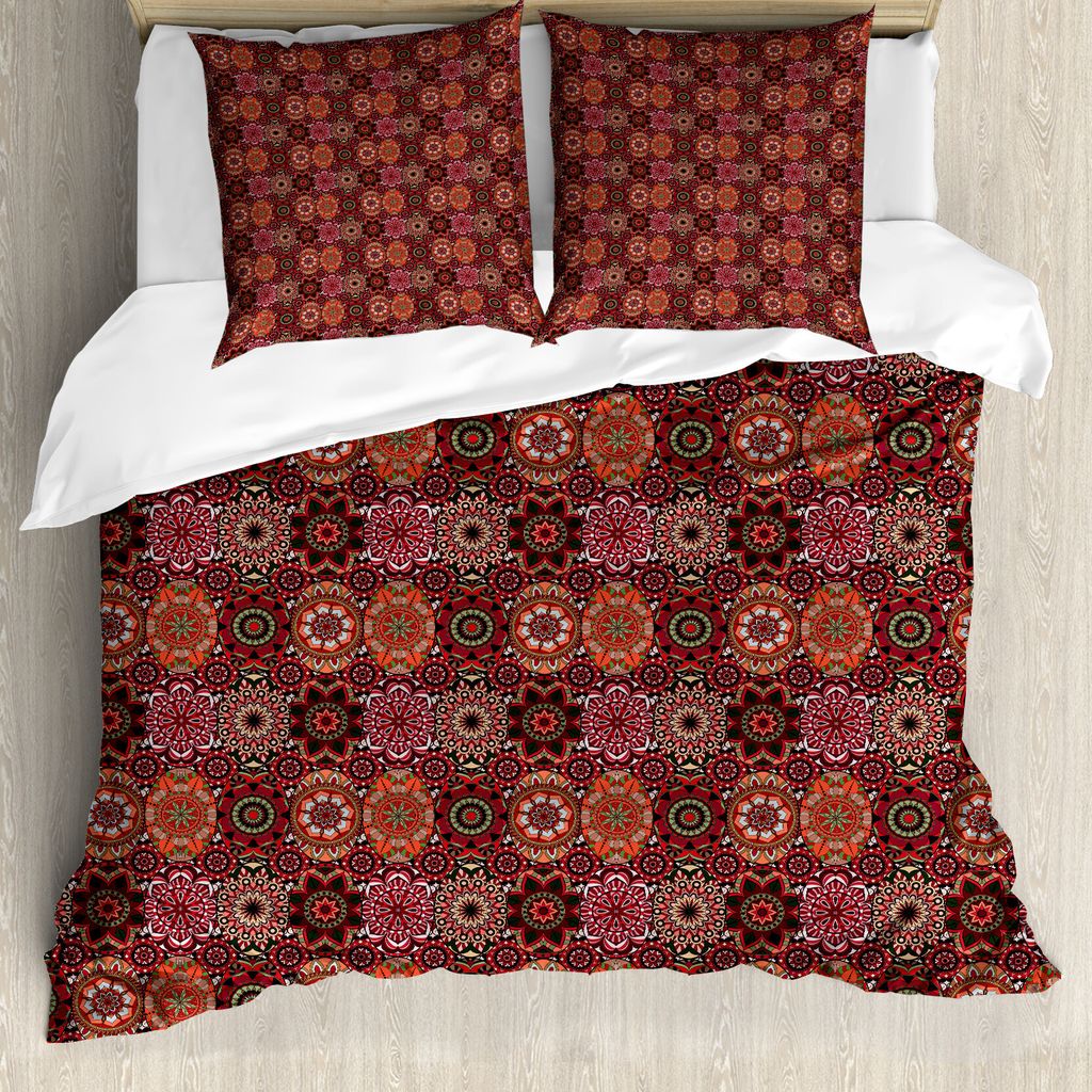 ABAKUHAUS marokkanisch Bettbezug, Vintage Osmane-Fliesen, Milbensicher Allergiker geeignet mit Kissenbezügen, 155 cm x 220 cm - 80 x 80 cm, Grüne...