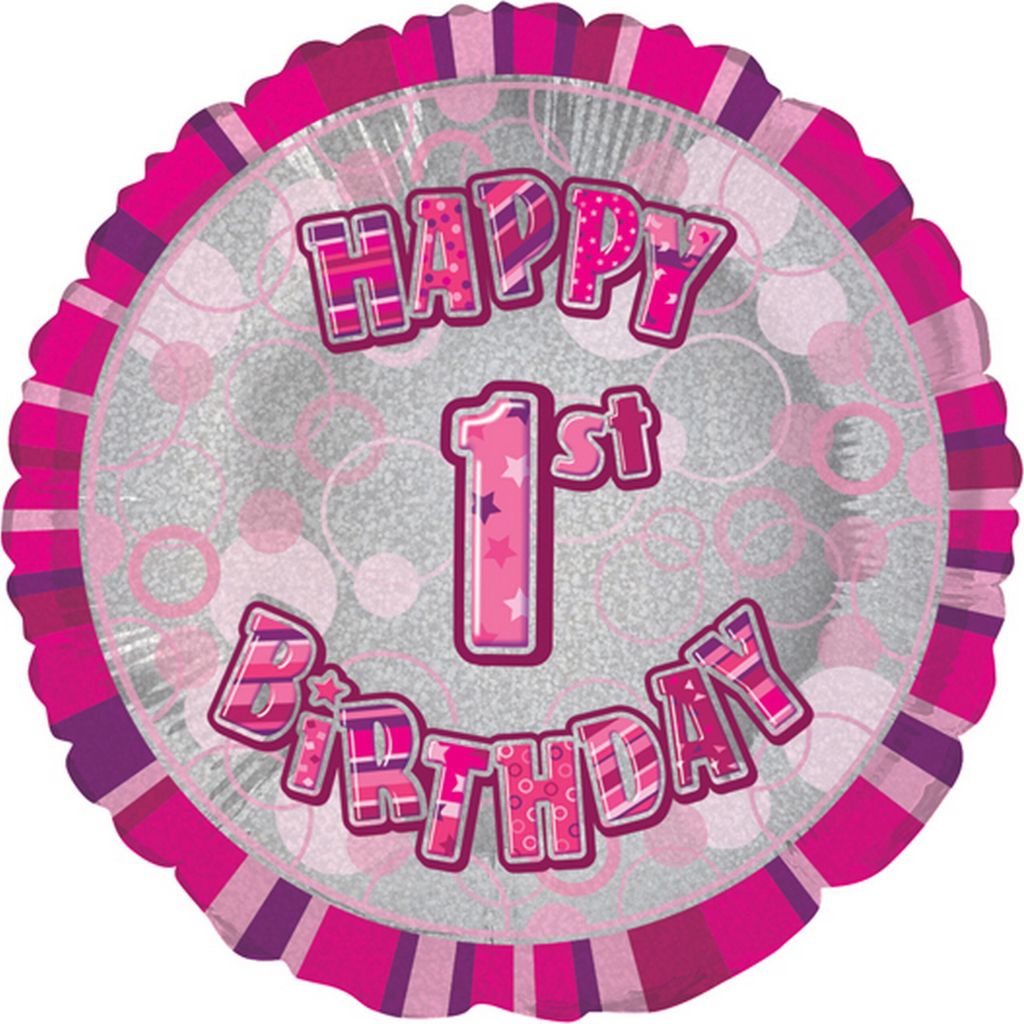 Unique Party - Kreis-Stil - Folienballon, Happy Birthday SG7593 (5) (Rosa)