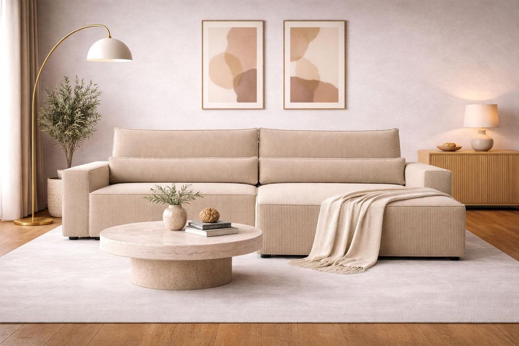 MOEBLO Ecksofa DENVER L – Ottomane beidseitig montierbar, Produktbild 