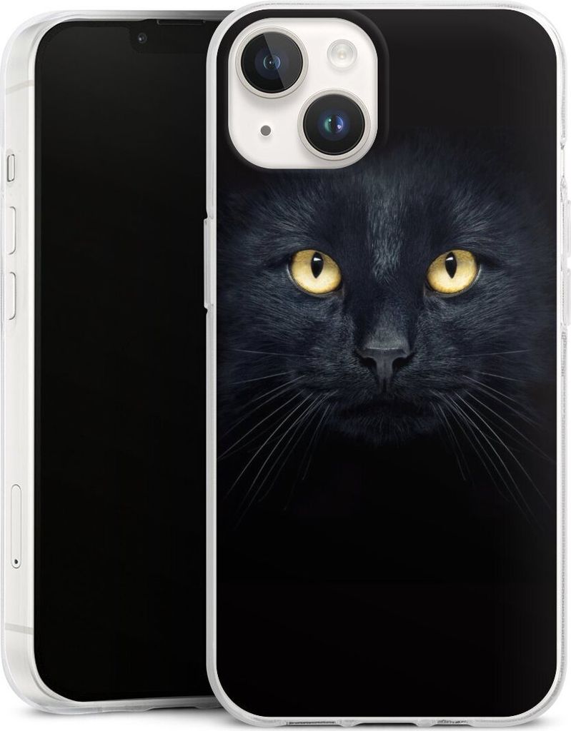 DeinDesign Handyhülle für Apple iPhone 14 Silikon Hülle Case Smartphone Schutzhülle Auge Katze schwarz
