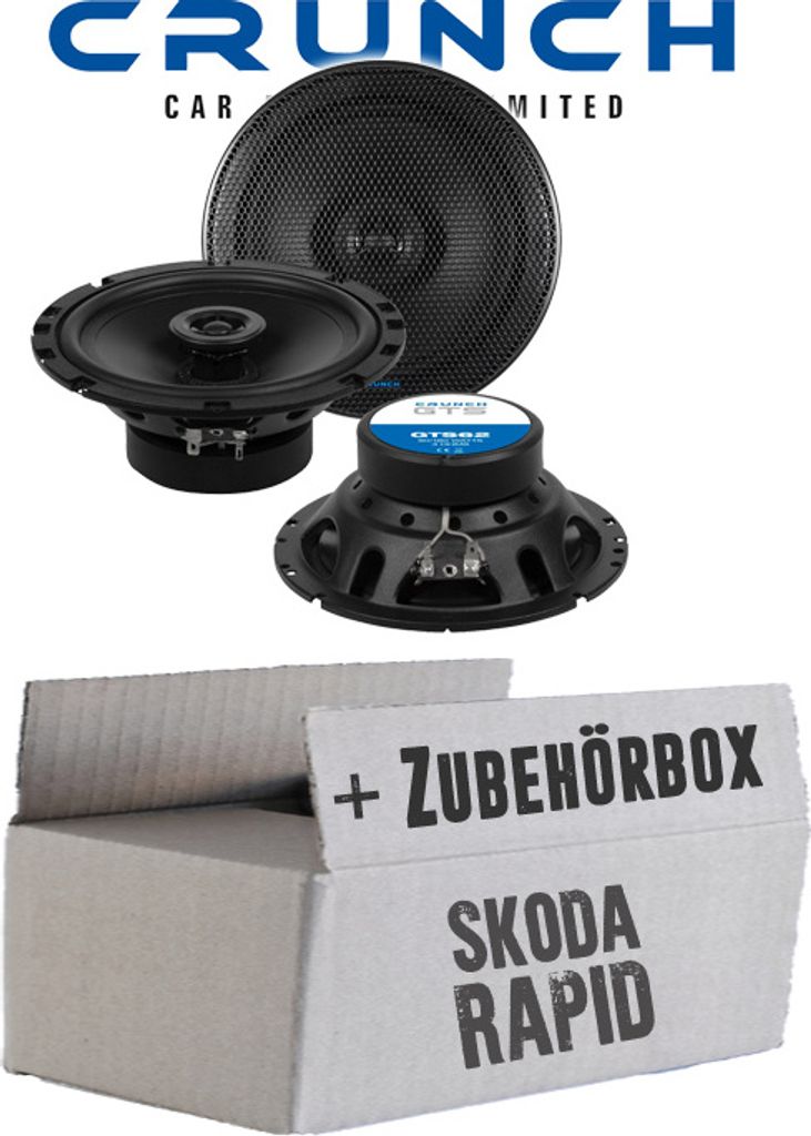 Lautsprecher Boxen Crunch GTS62 - 16,5cm 2-Wege Koax GTS 62 Auto Einbauzubehör - Einbauset passend für Skoda Rapid Front Heck - justSOUND