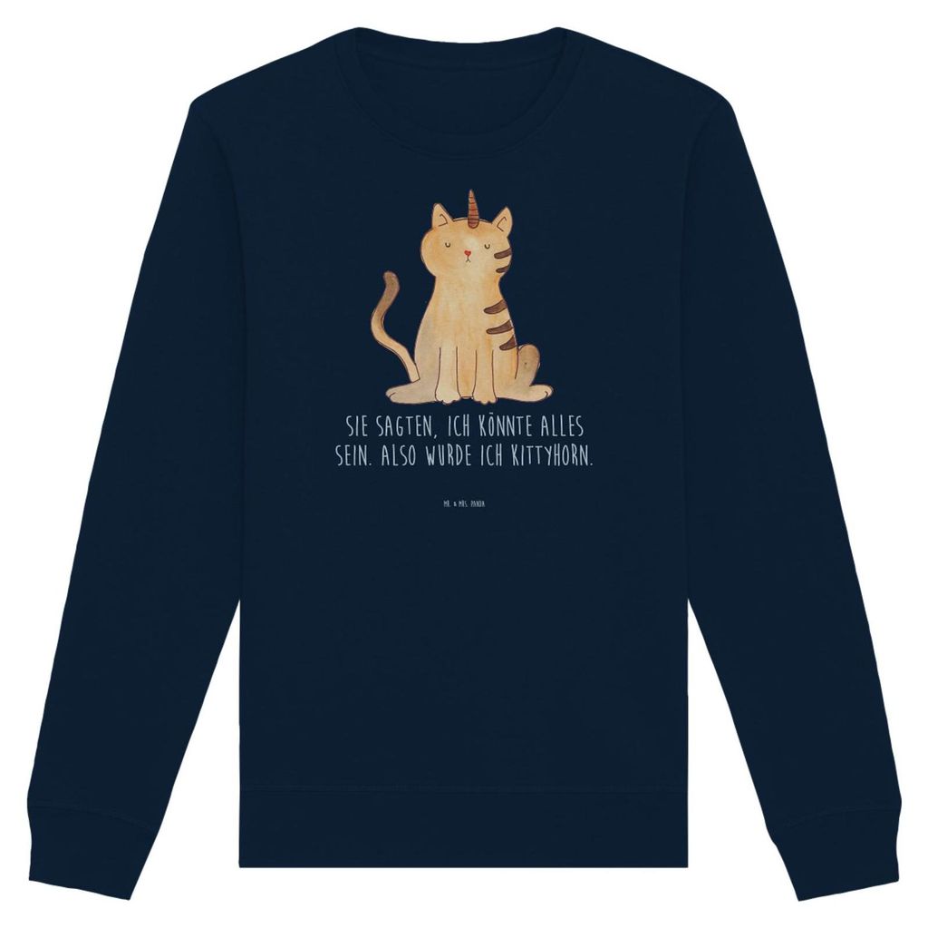 Mr. & Mrs. Panda Baumwoll Pullover Einhorn Katze Größe XL - French Navy - Geschenk, Unicorn, Sweatshirt, Katzer, Nachhaltiger, Pulli, Glitzer, Re...
