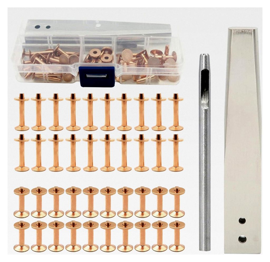 Kupfernieten-Grat-Kit mit Setzern, rostfreien Nieten, DIY-Lederhandwerkswerkzeug für Kleidungstaschen und Gürtel (Stil C)