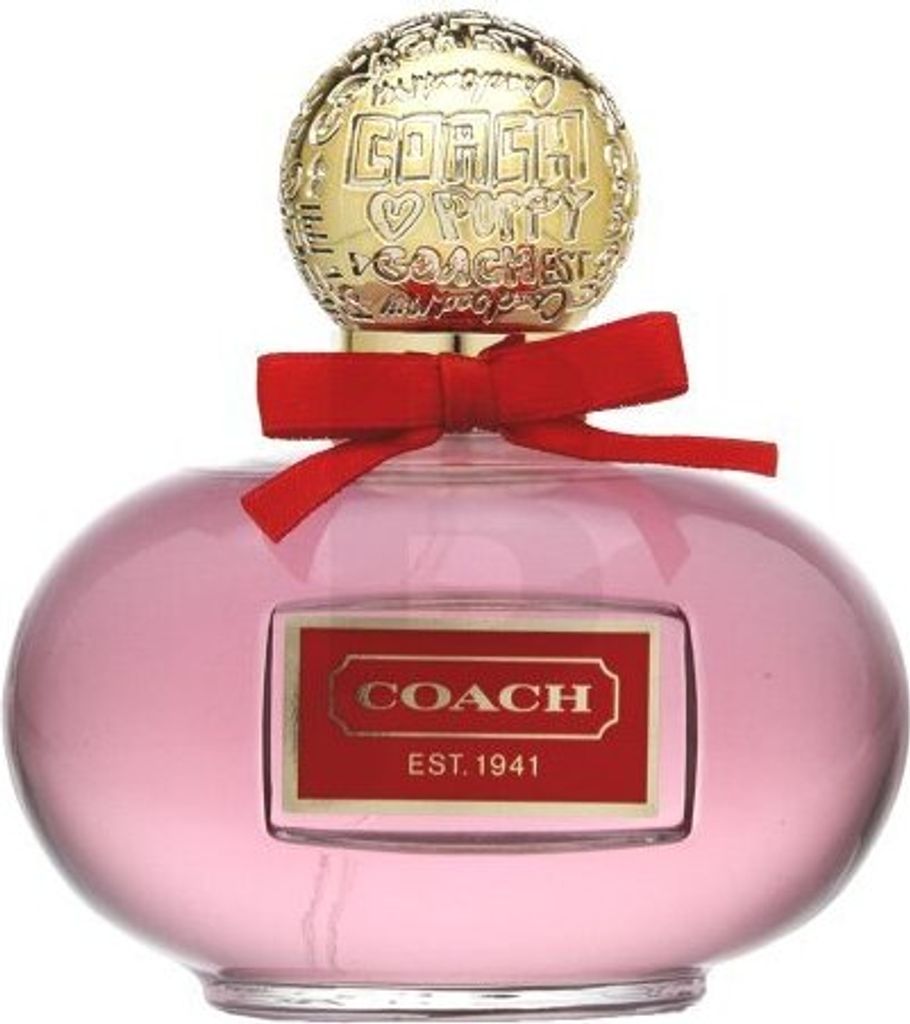 A studio shot of a Coach Poppy perfume bottle.