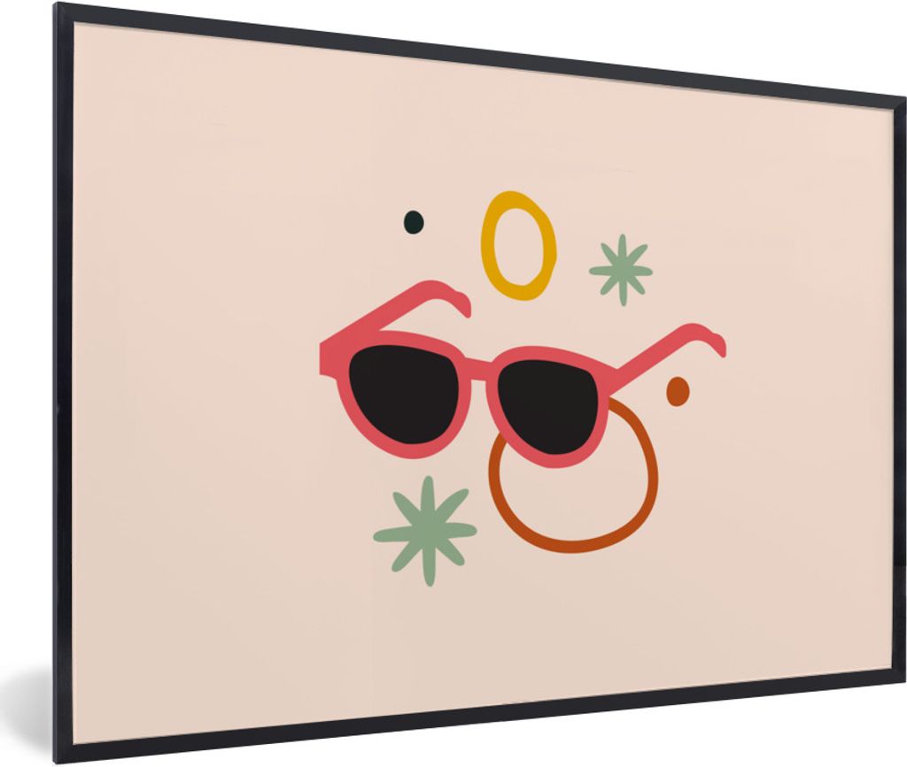 MuchoWow Gerahmtes Poster Sonnenbrillen - Figuren - Pastell 30x20 cm - Poster mit Schwarzem Bilderrahmen Wandposter Rahmen Foto Bilder - Kunstdru...