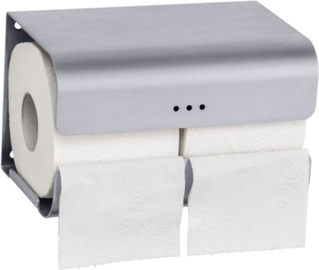PU-382 Zweifacher WC-Papier- und Reserverollenhalter aus Edelstahl zur Wandmontage, Farbe:Edelstahl