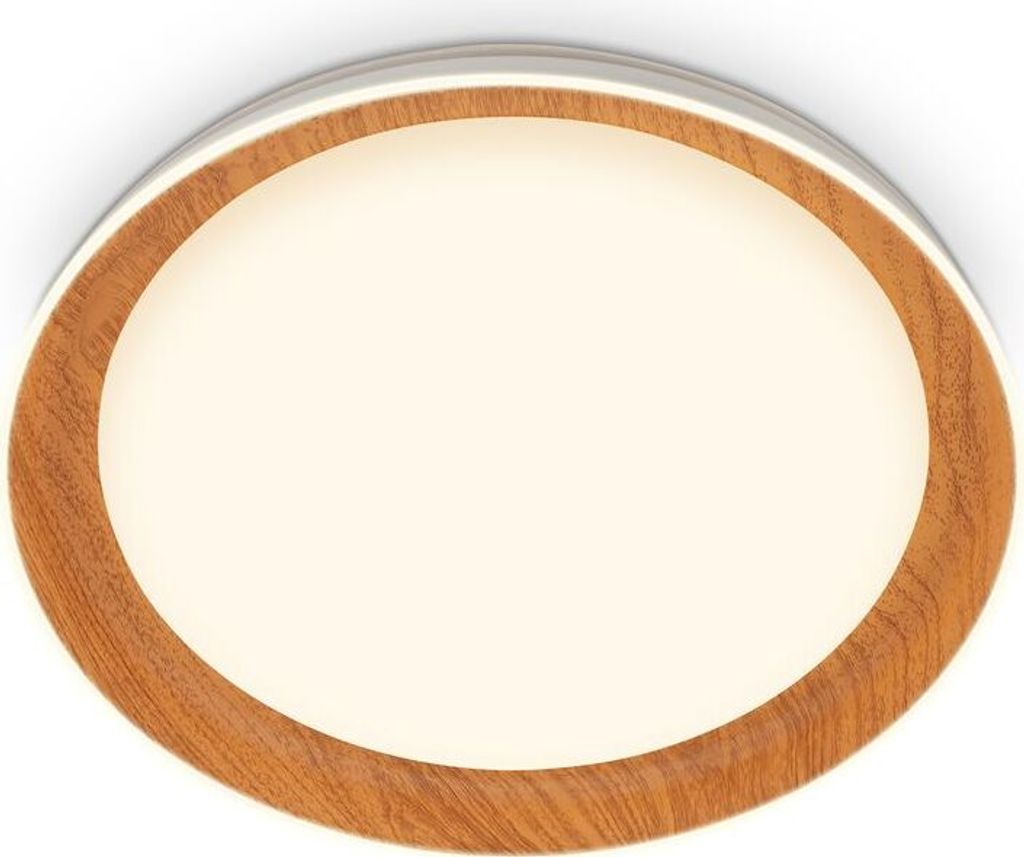 LED Deckenlampe Deckenleuchte Wohnzimmer Schlafzimmer Flur Holzdekor Warmweiß