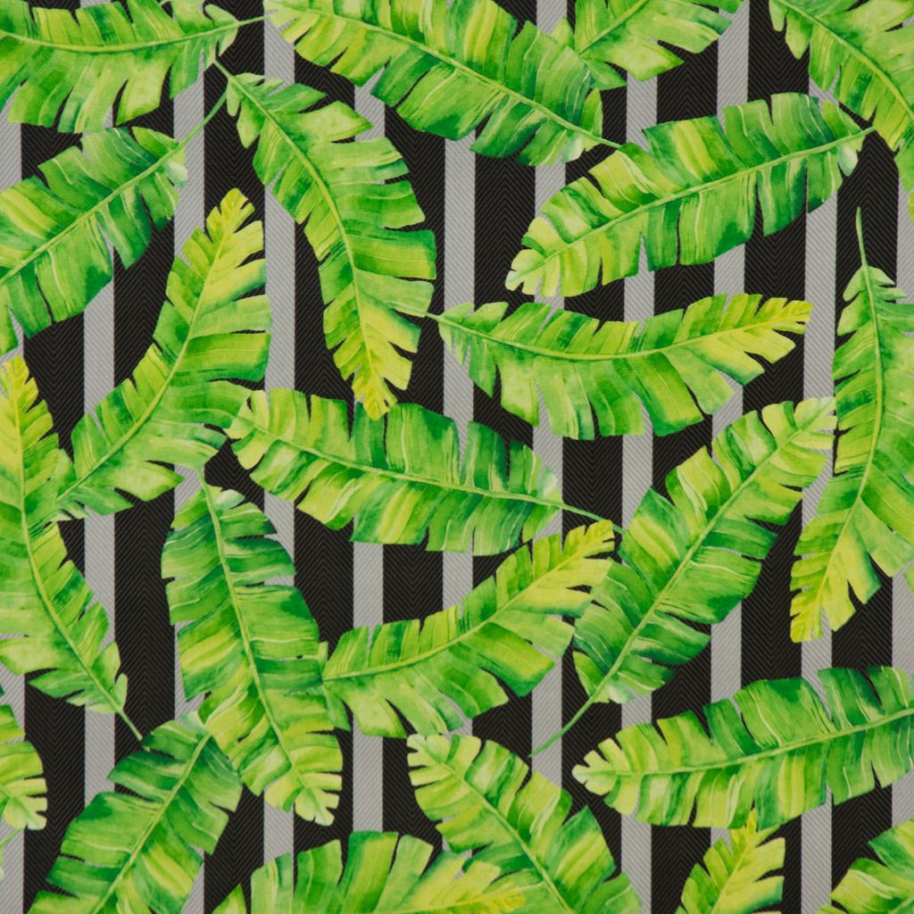 Outdoorstoff Polyacryl Palmen-Blätter grün schwarz grau 1,40m