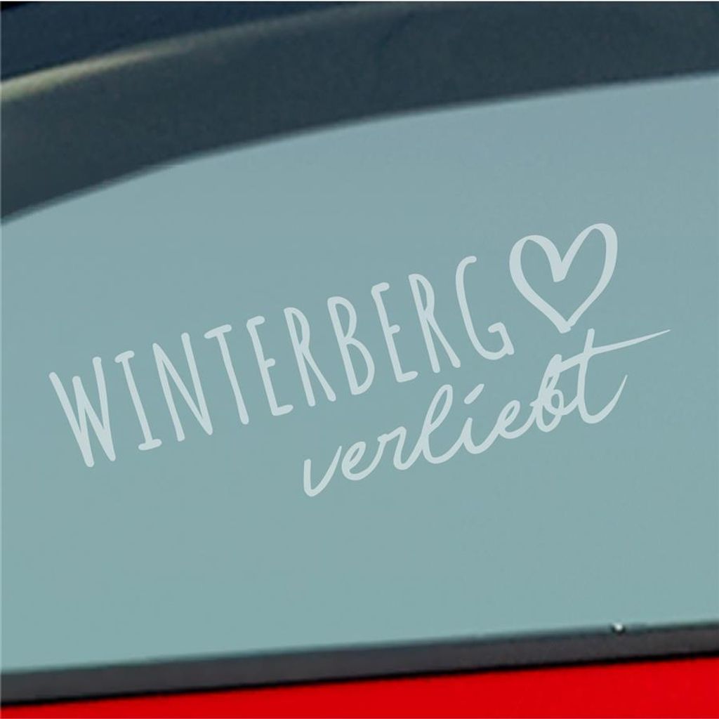 Auto Aufkleber Winterberg verliebt Herz Stadt Heimat Liebe Car 19x6 cm Milchglas Sticker Heckscheibenaufkleber