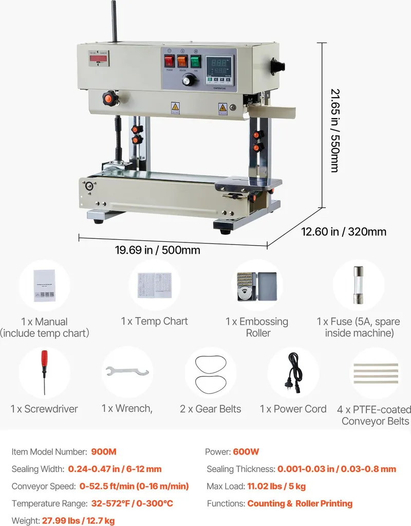 Soudeuse Thermique Continue Verticale pour Sachets Plastiques de 6-12mm - 7