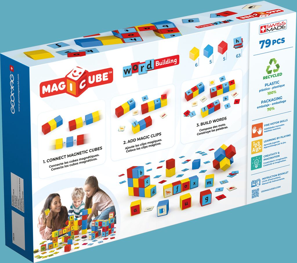 Geomag Magicube Word Building Recycled Clips 79 pc Obrázek produktu 2