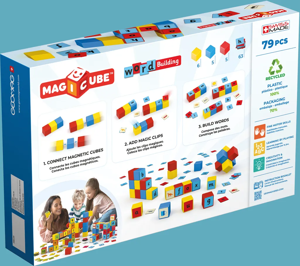 Jeu de construction magnétique Magicube Construction de mots 79 pièces - 12