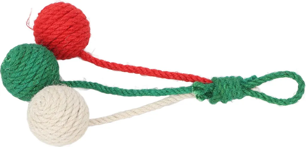 Giocattolo Masticabile Gatti in Corda Sisal: Sfera Appesa Multicolore