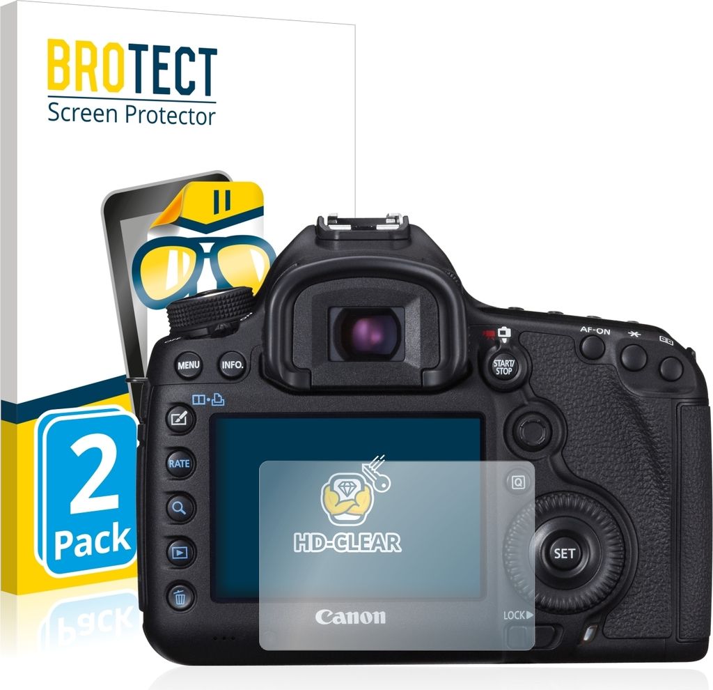 2x Für Canon EOS 5D Mark III Schutzfolie BROTECT Displayschutz Display Schutz Folie Klar Transparent