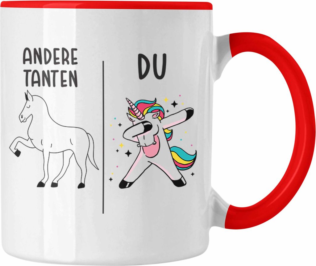 Trendation - Beste Tante Geschenk Tasse mit Spruch Kaffeetasse für Tante (Rot)