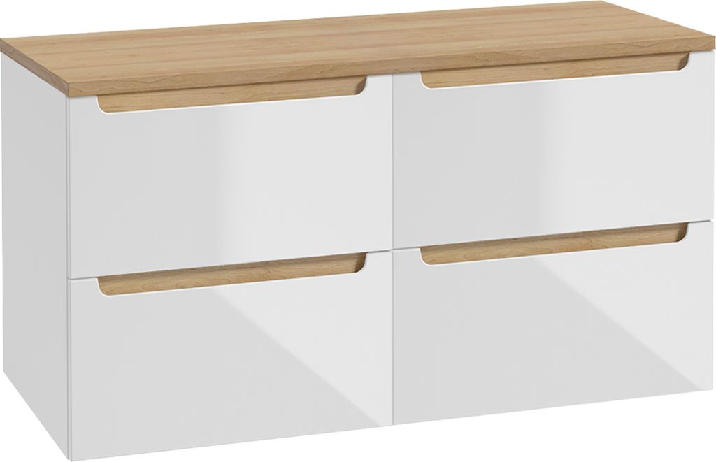 Waschtischunterschrank 120cm Livia mit 4 Schubladen, Weiß