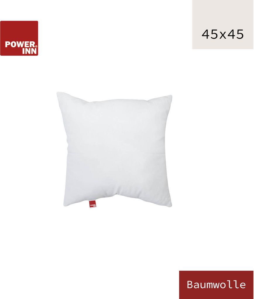 POWER INN Innenkissen | Baumwolle | 45 x 45 cm | Kisseninlett | Waschbar bei 60°C