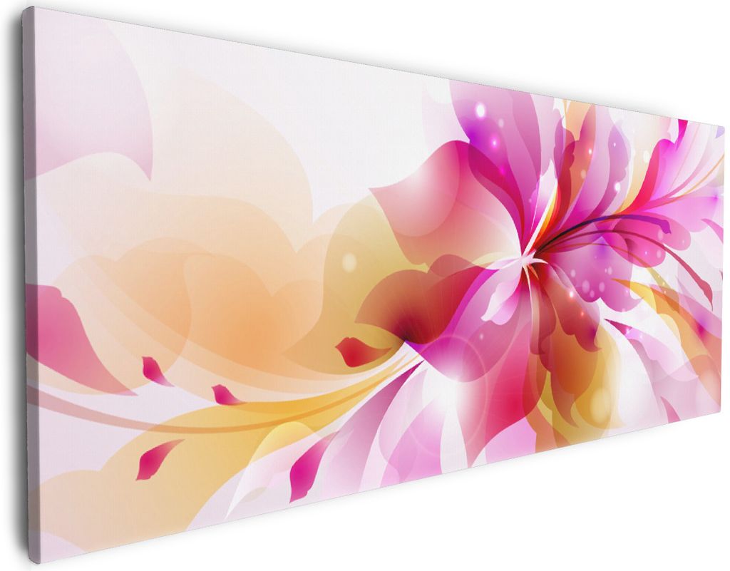 Wallario Premium Leinwandbild Pinkes Blumenbuket in Größe 80 x 200 cm