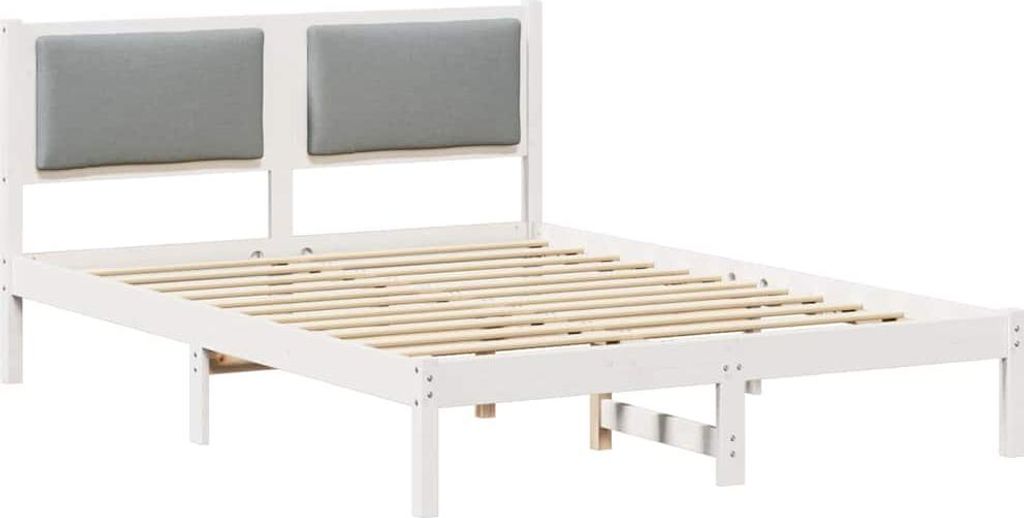 vidaXL Bettrahmen Hellgrau 135 x 190 cm Massives Kiefernholz